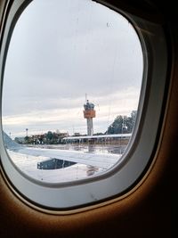 Reflection of sky on glass window