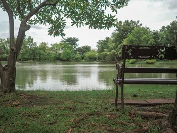 Scenic view of lake against trees