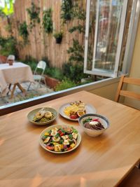 High angle view of food on table