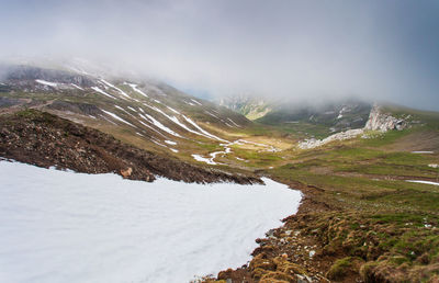 Scenic view of mountains against sky