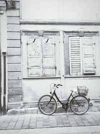 Bicycle against window