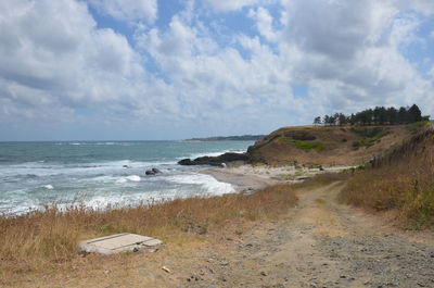 Scenic view of beach against sky