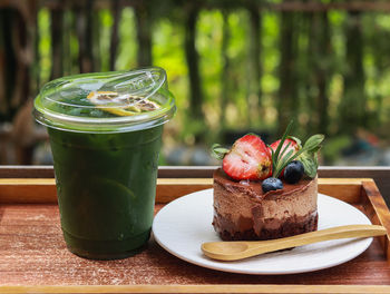 Close-up of dessert on table