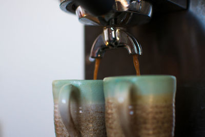 Close-up of espresso coffee machine