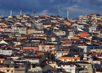 High angle view of townscape against sky