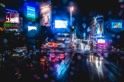 Illuminated city at night