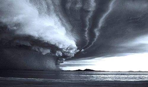 Scenic view of sea against cloudy sky