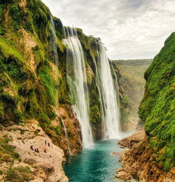 Scenic view of waterfall