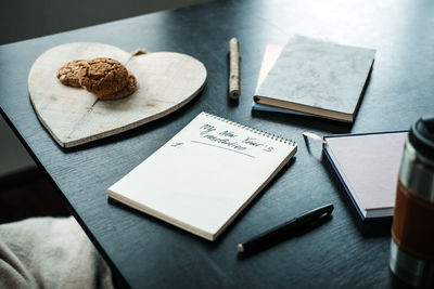 High angle view of breakfast on table