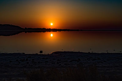 Scenic view of sea during sunset