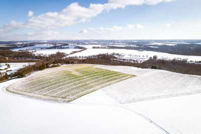 Scenic view of land against sky during winter