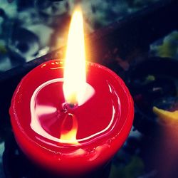 Close-up of lit candle