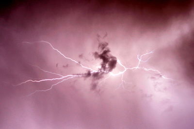 Low angle view of lightning in sky