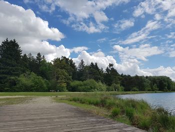 Scenic view of river against sky