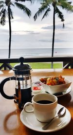 Close-up of coffee served on table