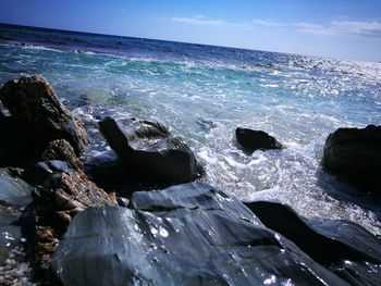 Close-up of sea against sky