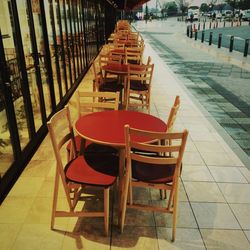 Empty chairs in restaurant