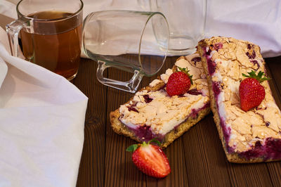 Close-up of breakfast on table