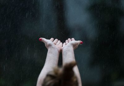 Low section of woman legs against blurred background