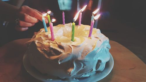 Close-up of cake with ice cream