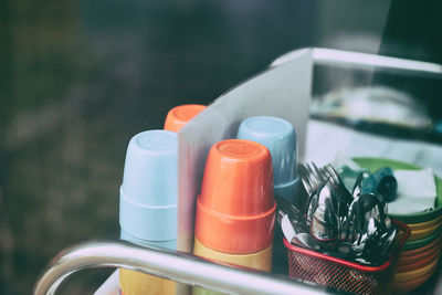 Close-up of bottles on table