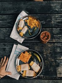 High angle view of food on table