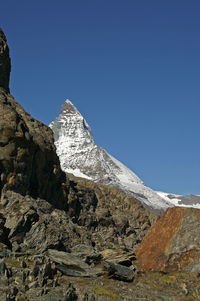 Scenic view of mountain against clear sky