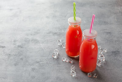 High angle view of drink on table