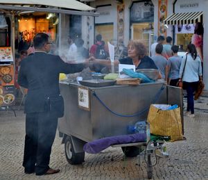 People working at market