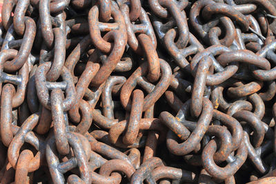 Full frame shot of rusty chain outdoors