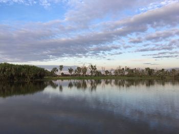 Scenic view of lake against sky