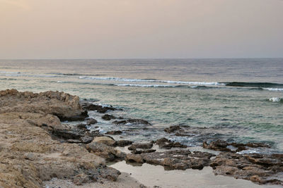 Scenic view of sea against clear sky