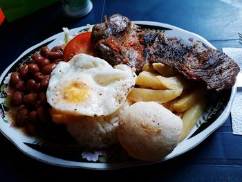 Close-up of breakfast in plate