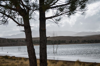 Scenic view of lake against sky