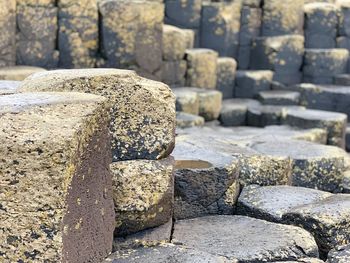 Close-up of stones on stone wall