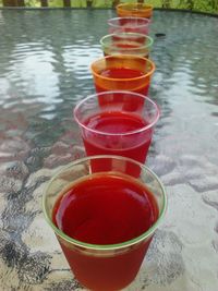 High angle view of beer in water