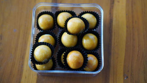 High angle view of food on table