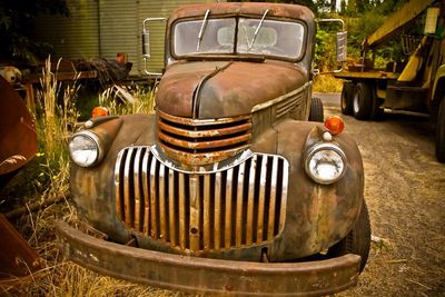 Close-up of old car