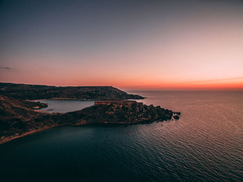 Post golden hour, above the beautiful beach of tuffieha in malta 