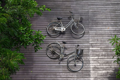 High angle view of bicycles outdoors