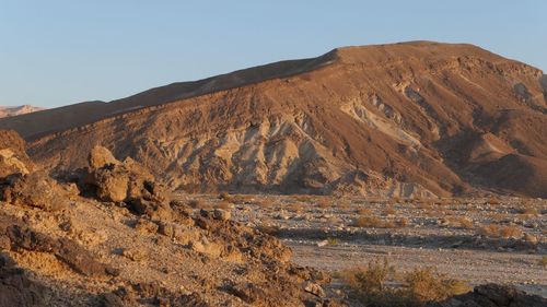 Scenic view of desert against clear sky