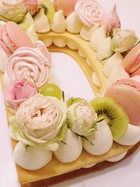 High angle view of roses in container