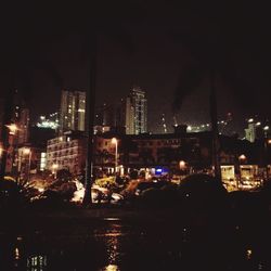 City lit up at night