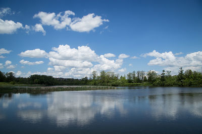 Scenic view of lake against sky