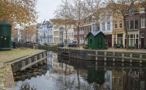Canal view in the city of gouda, netherlands