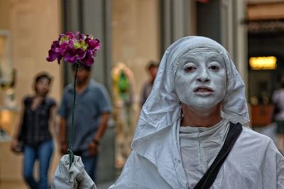 Portrait of female friends in city