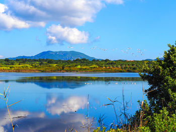 Scenic view of lake against sky