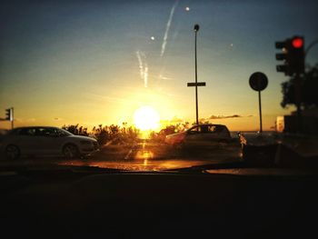 View of road at sunset