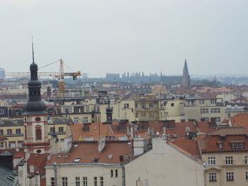 High angle view of buildings in city