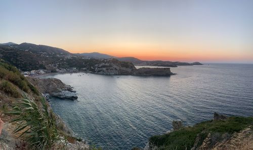 Scenic view of sea against sky during sunset